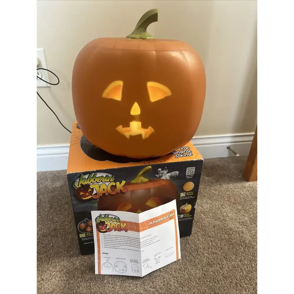 Jabberin Jack Talking Animated Pumpkin Head Halloween Decoration Jack-O-Lantern